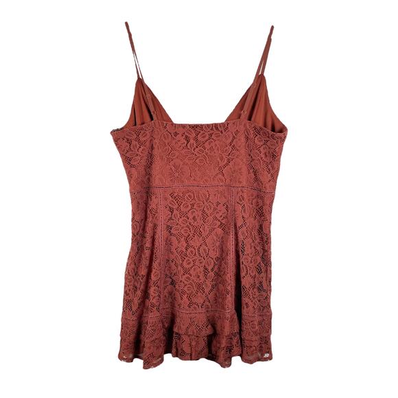 Lulus Sweet Like Candy Brown Lace Ruffled Mini Dress Size XL NWOT Party Glam - Picture 2 of 7